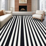 Ultra Soft Area Rug, Non Slip, Stain Resistant, Washable Area Rugs for Living Room, Bedroom, Stylish Black and White Stripe Area Rug with Classic Retro Lattice Motif(Black)