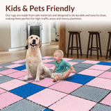 Ultra Soft Area Rug, Non Slip, Stain Resistant, Washable Area Rugs for Living Room, Bedroom, Playful Interactive Hopscotch Aesthetic(Pink)