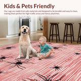 Ultra Soft Area Rug, Non Slip, Stain Resistant, Washable Area Rugs for Living Room, Bedroom, Sophisticated Symmetrical Spider Theme(Red)