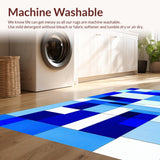 Ultra Soft Area Rug, Non Slip, Stain Resistant, Washable Area Rugs for Living Room, Bedroom, Dynamic Modernist Shape Interaction(Blue)