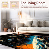 Ultra Soft Area Rug, Non Slip, Stain Resistant, Washable Area Rugs for Living Room, Bedroom, Educational Stellar Map Illustration(Blue)