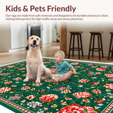 Ultra Soft Area Rug, Non Slip, Stain Resistant, Washable Area Rugs for Living Room, Bedroom, Floral Mihrab Group Praying Carpet for Families(Green)