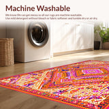 Ultra Soft Area Rug, Non Slip, Stain Resistant, Washable Area Rugs for Living Room, Bedroom, Rustic Ogee Design in Warm Hues(Orange)