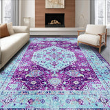 Ultra Soft Area Rug, Non Slip, Stain Resistant, Washable Area Rugs for Living Room, Bedroom, Transitional Earth Tone Composition(Purple)