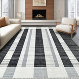 Ultra Soft Area Rug, Non Slip, Stain Resistant, Washable Area Rugs for Living Room, Bedroom, Black White Stripe Floor Rug(Gray)