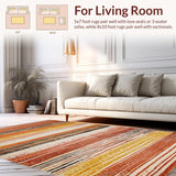Ultra Soft Area Rug, Non Slip, Stain Resistant, Washable Area Rugs for Living Room, Bedroom, Rustic Vibrant Abstract Medley(Orange)