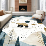 Ultra Soft Area Rug, Non Slip, Stain Resistant, Washable Area Rugs for Living Room, Bedroom, Tranquil Watercolor Sky and Bears(Gray)