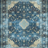 Chic Retro Blue Patterned Motif(Blue)