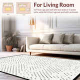 Ultra Soft Area Rug, Non Slip, Stain Resistant, Washable Area Rugs for Living Room, Bedroom, Chic Monochrome Fun Texture(White)