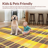 Ultra Soft Area Rug, Non Slip, Stain Resistant, Washable Area Rugs for Living Room, Bedroom, Cute Farmhouse Inspired Design(Gold)