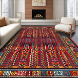 Ultra Soft Area Rug, Non Slip, Stain Resistant, Washable Area Rugs for Living Room, Bedroom, Lively Handcrafted Ethnic Arrangement(Red)