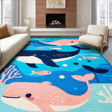 Ultra Soft Area Rug, Non Slip, Stain Resistant, Washable Area Rugs for Living Room, Bedroom, Bright Childlike Ocean Scene(Blue)