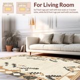 Ultra Soft Area Rug, Non Slip, Stain Resistant, Washable Area Rugs for Living Room, Bedroom, Elegant Earth Tones Textured Weave(Beige)