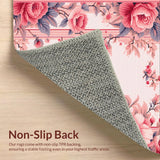 Ultra Soft Area Rug, Non Slip, Stain Resistant, Washable Area Rugs for Living Room, Bedroom, Soft Pastel Floral Living Room Washable Carpet(Pink)