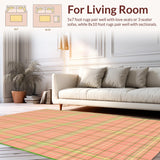 Ultra Soft Area Rug, Non Slip, Stain Resistant, Washable Area Rugs for Living Room, Bedroom, Stylish Light Green Graphic Pattern(Red)