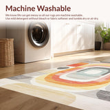 Ultra Soft Area Rug, Non Slip, Stain Resistant, Washable Area Rugs for Living Room, Bedroom, Elegant Soft Pastel Geometry(Orange)