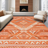 Ultra Soft Area Rug, Non Slip, Stain Resistant, Washable Area Rugs for Living Room, Bedroom, Contemporary Lattice Burnt Sienna Aesthetic(Orange)
