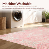 Ultra Soft Area Rug, Non Slip, Stain Resistant, Washable Area Rugs for Living Room, Bedroom, Delicate Curvy Pink Decor(Pink)