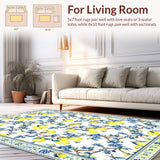 Ultra Soft Area Rug, Non Slip, Stain Resistant, Washable Area Rugs for Living Room, Bedroom, Cheerful Lemon Blossom with Elegant Details(Yellow)