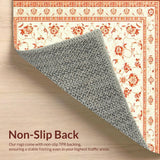 Elegant Entryway Cream Beige Area with Delicate Floral Motif(Beige)