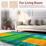 Ultra Soft Area Rug, Non Slip, Stain Resistant, Washable Area Rugs for Living Room, Bedroom, Serene Pastel Abstract Composition(Green)