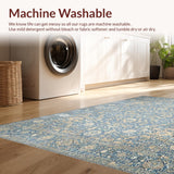 Ultra Soft Area Rug, Non Slip, Stain Resistant, Washable Area Rugs for Living Room, Bedroom, Rustic Natural Tiled Texture(Blue)