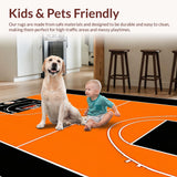 Ultra Soft Area Rug, Non Slip, Stain Resistant, Washable Area Rugs for Living Room, Bedroom, Bold Basketball Iconic Imagery(Orange)