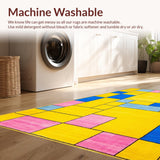 Ultra Soft Area Rug, Non Slip, Stain Resistant, Washable Area Rugs for Living Room, Bedroom, Playful Tiled Pattern Design(Yellow)