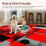Ultra Soft Area Rug, Non Slip, Stain Resistant, Washable Area Rugs for Living Room, Bedroom, Contemporary Abstract Soundwave Design(Red)