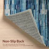 Ultra Soft Area Rug, Non Slip, Stain Resistant, Washable Area Rugs for Living Room, Bedroom, Earthy Toned Modern Geometric Motif(Blue)