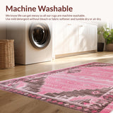 Ultra Soft Area Rug, Non Slip, Stain Resistant, Washable Area Rugs for Living Room, Bedroom, Stylish Whimsical Cowgirl Design(Pink)