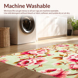 Ultra Soft Area Rug, Non Slip, Stain Resistant, Washable Area Rugs for Living Room, Bedroom, Serene Nature-Inspired Floral Theme(Green)