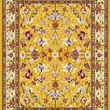Ultra Soft Area Rug, Non Slip, Stain Resistant, Washable Area Rugs for Living Room, Bedroom, Radiant Earthy Tones with Blooms(Gold)