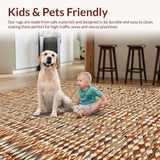 Ultra Soft Area Rug, Non Slip, Stain Resistant, Washable Area Rugs for Living Room, Bedroom, Chic Earthy Geometric Weave(Orange)