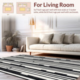 Ultra Soft Area Rug, Non Slip, Stain Resistant, Washable Area Rugs for Living Room, Bedroom, Striped Woven Rug: Modern Farmhouse Style Area Rug(Black)