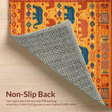 Ultra Soft Area Rug, Non Slip, Stain Resistant, Washable Area Rugs for Living Room, Bedroom, Rustic Elephant-Themed Visual Element(Orange)