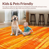 Ultra Soft Area Rug, Non Slip, Stain Resistant, Washable Area Rugs for Living Room, Bedroom, Chic Modern Artistic Textured Design(Orange)