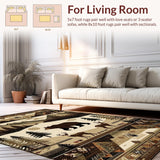 Ultra Soft Area Rug, Non Slip, Stain Resistant, Washable Area Rugs for Living Room, Bedroom, Rustic Earthy Animal Motifs(Beige)