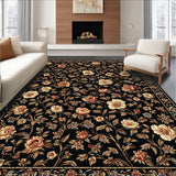Ultra Soft Area Rug, Non Slip, Stain Resistant, Washable Area Rugs for Living Room, Bedroom, Luxurious Abstract Floral Fusion(Black)
