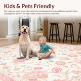 Ultra Soft Area Rug, Non Slip, Stain Resistant, Washable Area Rugs for Living Room, Bedroom, Graceful Floral Lattice Design(White)
