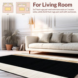 Ultra Soft Area Rug, Non Slip, Stain Resistant, Washable Area Rugs for Living Room, Bedroom, Cozy Black Tan Patterned Charm(Black)
