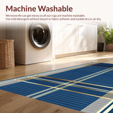 Ultra Soft Area Rug, Non Slip, Stain Resistant, Washable Area Rugs for Living Room, Bedroom, Scandinavian Modern Stripe(Blue)