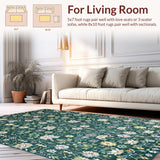 Ultra Soft Area Rug, Non Slip, Stain Resistant, Washable Area Rugs for Living Room, Bedroom, Rustic Textured Lattice Design(Green)