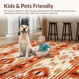 Ultra Soft Area Rug, Non Slip, Stain Resistant, Washable Area Rugs for Living Room, Bedroom, Elegant Neutral Toned Stripes(Orange)