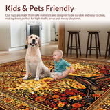Ultra Soft Area Rug, Non Slip, Stain Resistant, Washable Area Rugs for Living Room, Bedroom, Chic Textured Nature Elements(Gold)