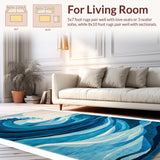 Ultra Soft Area Rug, Non Slip, Stain Resistant, Washable Area Rugs for Living Room, Bedroom, Serene Nautical Dreamscape Motif(Blue)