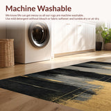 Ultra Soft Area Rug, Non Slip, Stain Resistant, Washable Area Rugs for Living Room, Bedroom, Elegant Modern Gold Accents(Black)
