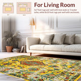 Ultra Soft Area Rug, Non Slip, Stain Resistant, Washable Area Rugs for Living Room, Bedroom, Stylish Warm Color Palette Design(Yellow)