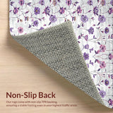 Ultra Soft Area Rug, Non Slip, Stain Resistant, Washable Area Rugs for Living Room, Bedroom, Chic Purple Blossom Aesthetic(Gray)
