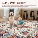 Ultra Soft Area Rug, Non Slip, Stain Resistant, Washable Area Rugs for Living Room, Bedroom, Delicate Pastel Floral Inspirations(Ivory)